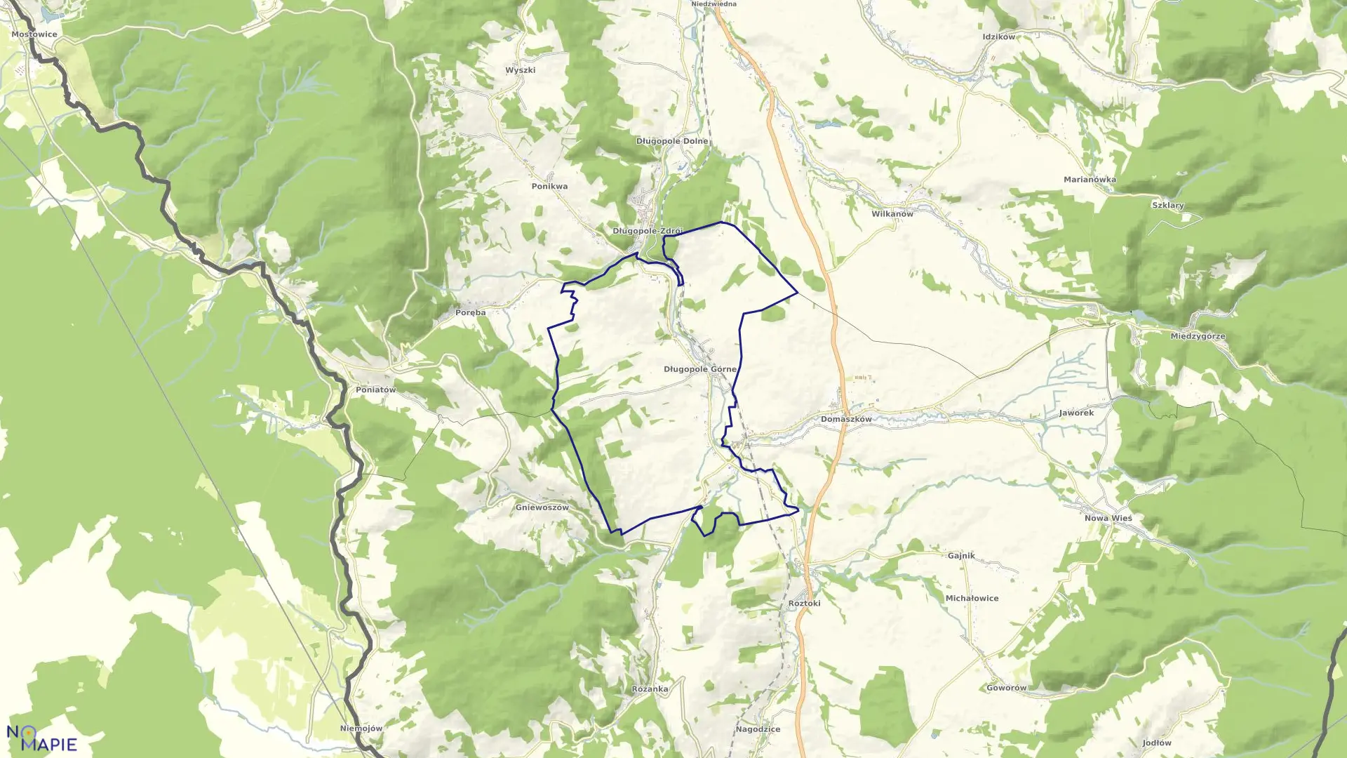 Mapa obrębu Długopole Górne w gminie Międzylesie