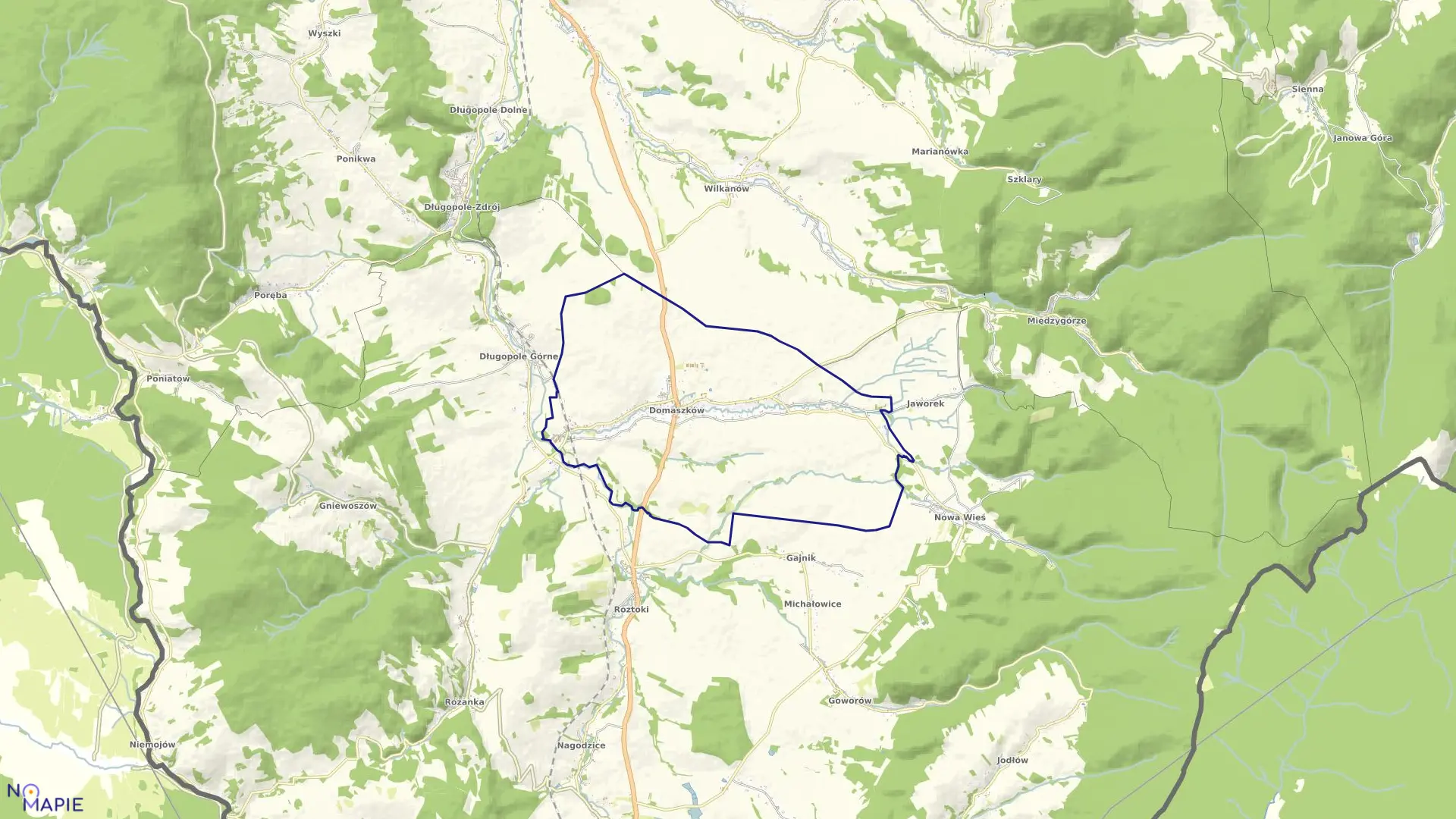 Mapa obrębu Domaszków w gminie Międzylesie