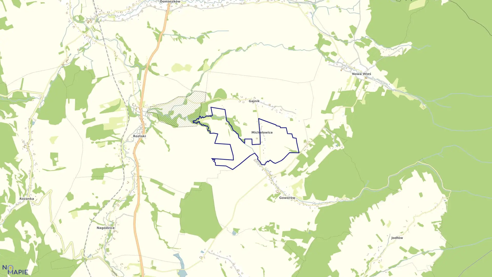 Mapa obrębu Michałowice w gminie Międzylesie