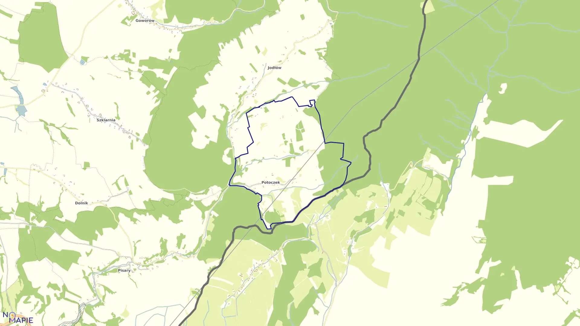 Mapa obrębu Potoczek w gminie Międzylesie